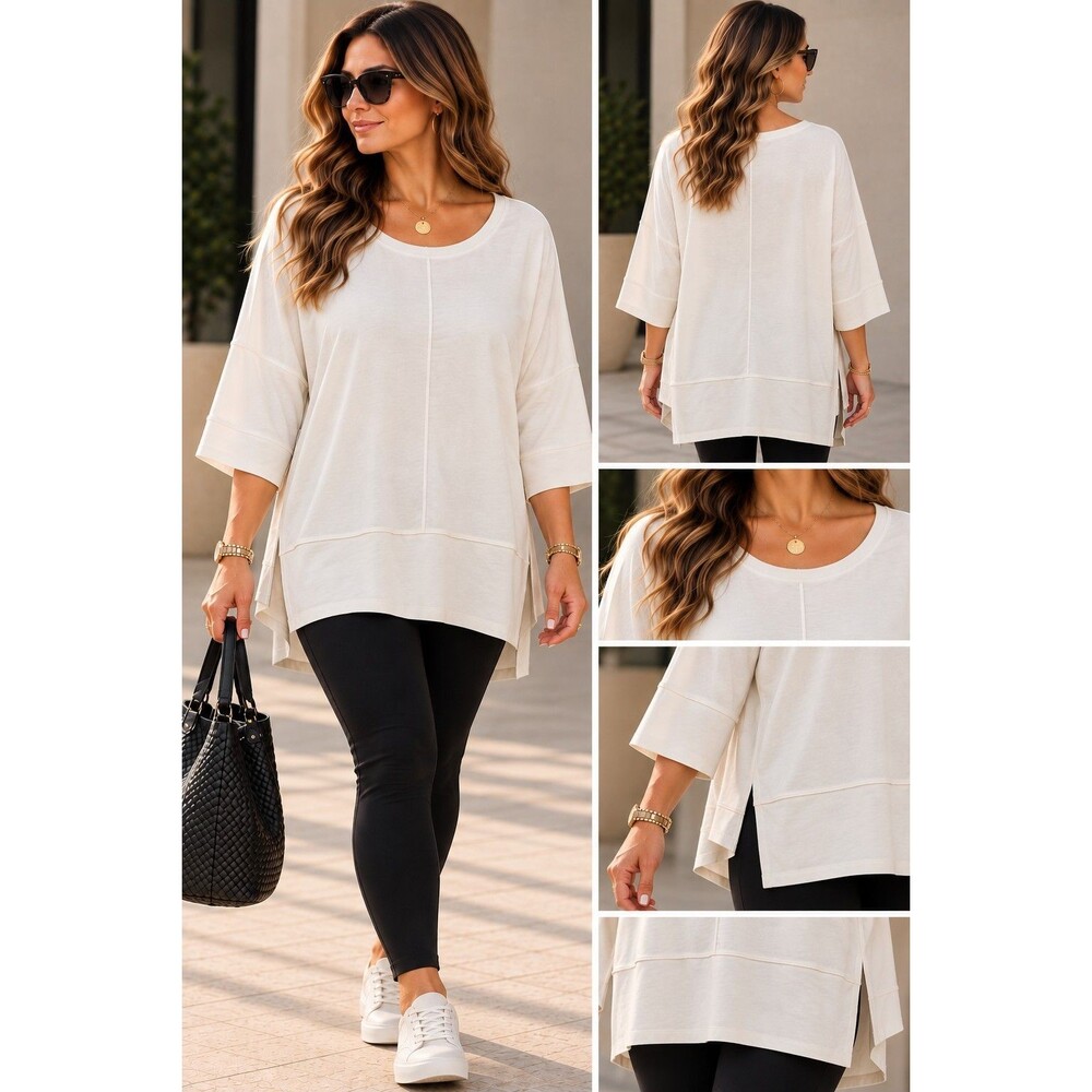 SPANX White Pullover Sweatshirt 3X Plus Crew Neck Dolman Sleeve Stretch Knit